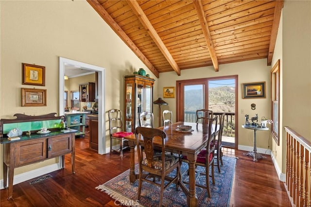 28061 Modjeska Grade, Modjeska Canyon, CA 92676 - dining space featuring wooden ceiling and dark wood finished floors