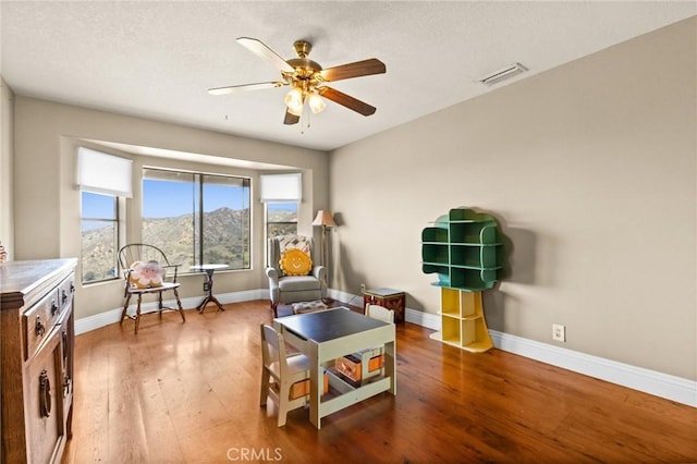28061 Modjeska Grade, Modjeska Canyon, CA 92676 - living area featuring wood-type flooring, ceiling fan, and a textured ceiling