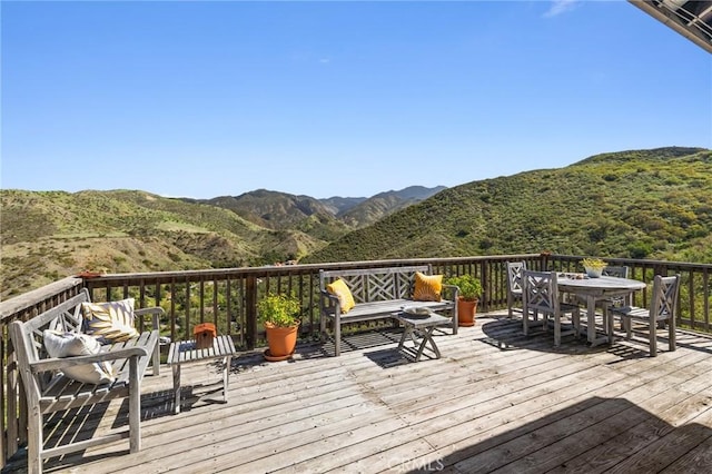 28061 Modjeska Grade, Modjeska Canyon, CA 92676 - deck featuring a mountain view and outdoor dining space