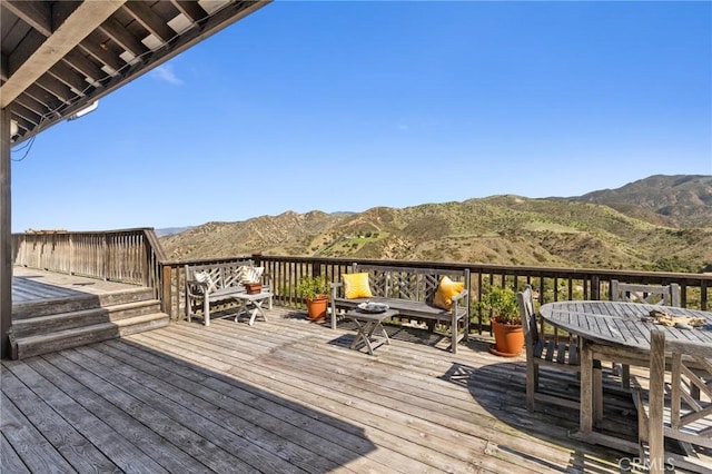 28061 Modjeska Grade, Modjeska Canyon, CA 92676 - wooden deck with a mountain view and outdoor dining space