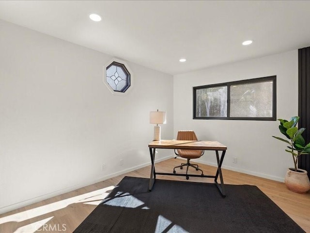 214 Maynard Ave, Newbury Park, CA 91320 - office area featuring wood finished floors, recessed lighting, and baseboards
