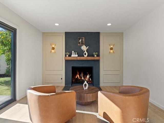 214 Maynard Ave, Newbury Park, CA 91320 - living room featuring wood finished floors, a fireplace, recessed lighting, and baseboards