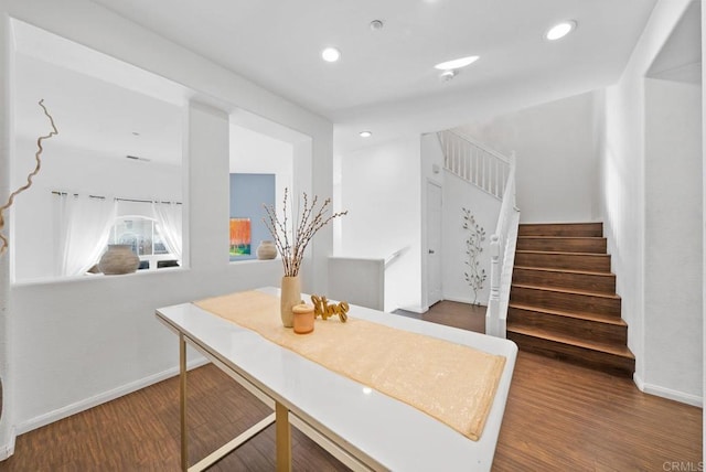 13325 Via Constanza Unit 2, San Diego, CA 92129 - staircase with wood finished floors and recessed lighting
