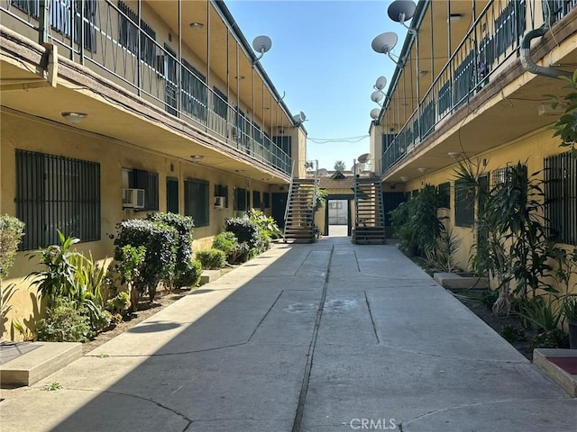 view of road with stairs