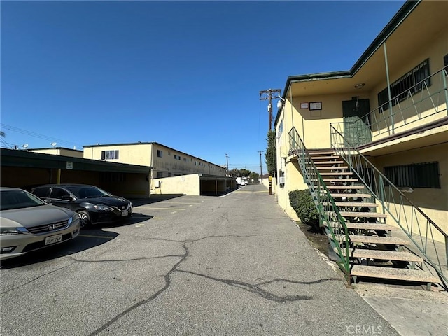 view of street featuring stairway