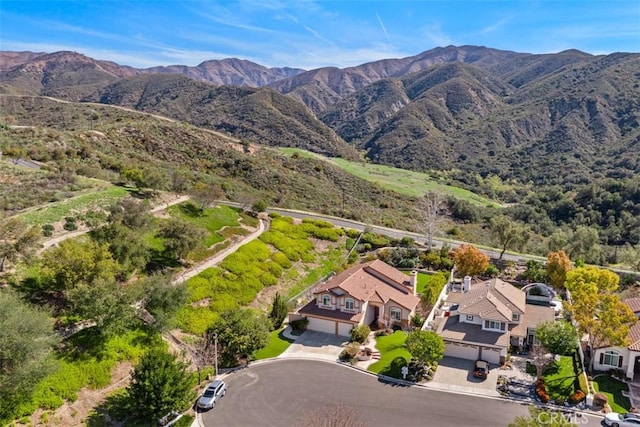 bird's eye view featuring a mountain view