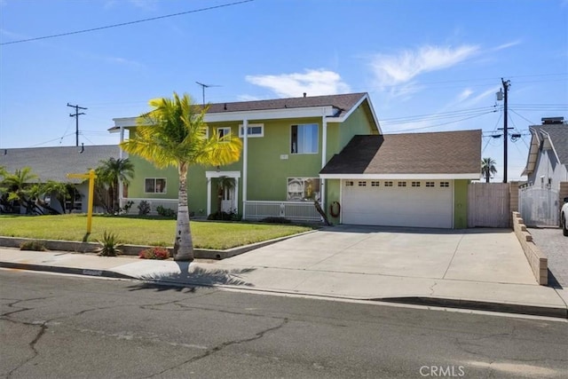 12206 Dunlap Pl, Chino, CA 91710 - traditional-style house with a front lawn, fence, stucco siding, an attached garage, and driveway