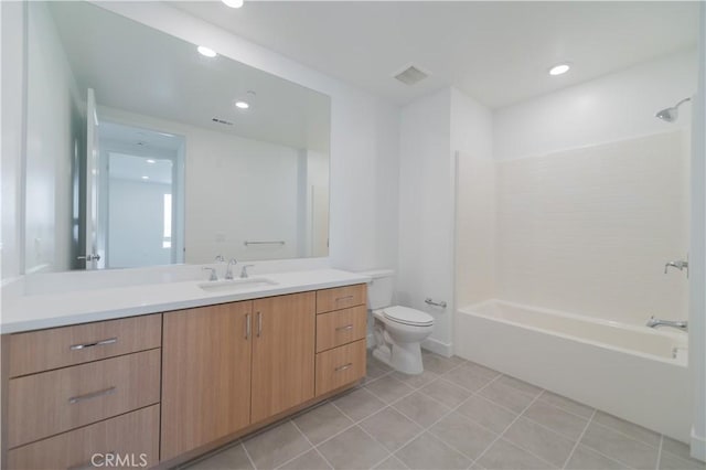 1406 Rivington, Irvine, CA 92612 - bathroom with vanity, visible vents, tile patterned flooring, bathtub / shower combination, and toilet