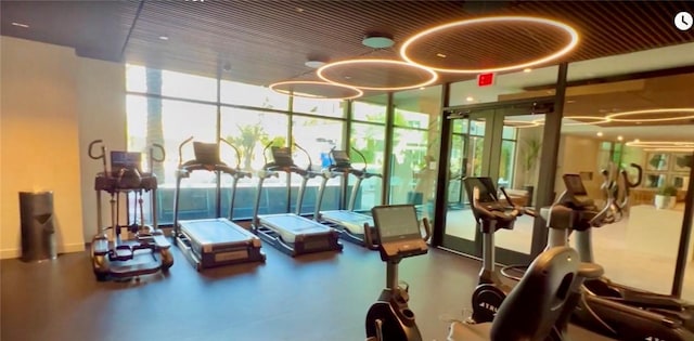 1406 Rivington, Irvine, CA 92612 - gym with french doors and floor to ceiling windows