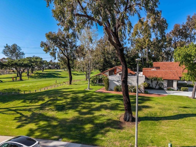 view of community featuring a lawn