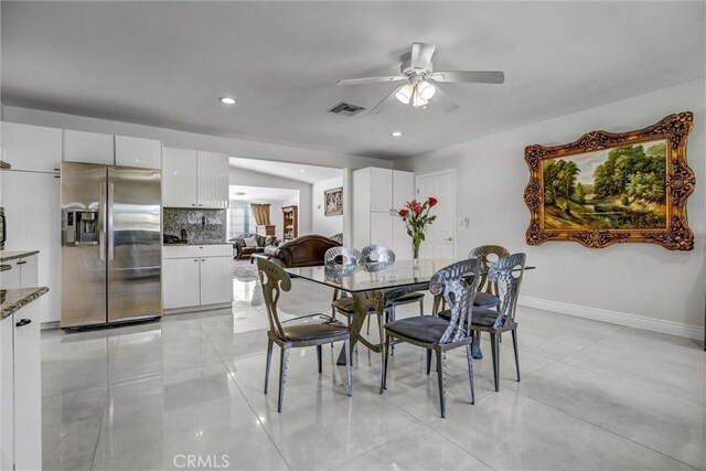 5115 Boda Pl, Woodland Hills, CA 91367 - dining room featuring a ceiling fan, recessed lighting, and baseboards