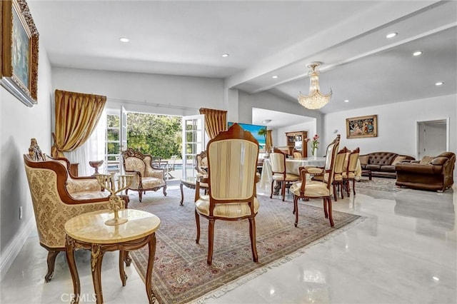 5115 Boda Pl, Woodland Hills, CA 91367 - living area with recessed lighting, a chandelier, and baseboards