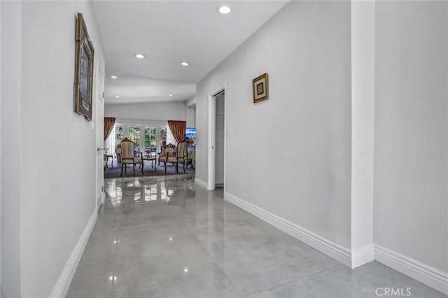 5115 Boda Pl, Woodland Hills, CA 91367 - hall featuring concrete flooring, baseboards, and recessed lighting