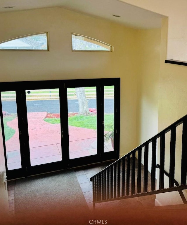 interior space featuring vaulted ceiling