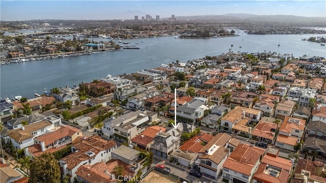 129 Via Waziers, Newport Beach, CA 92663 - aerial perspective of suburban area featuring a large body of water
