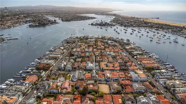 129 Via Waziers, Newport Beach, CA 92663 - aerial view of property's location with a nearby body of water, numerous boat docks, and nearby suburban area