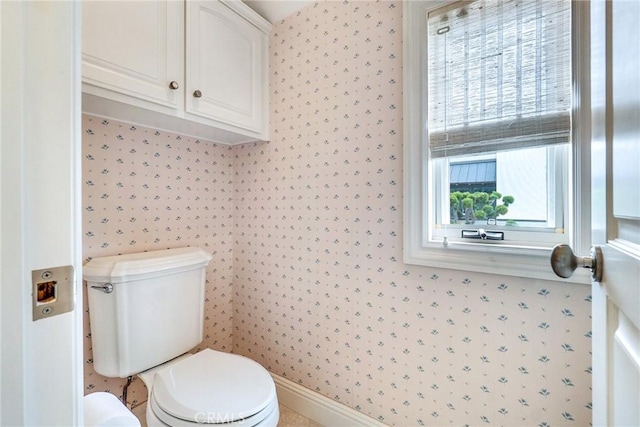 129 Via Waziers, Newport Beach, CA 92663 - half bath with wallpapered walls and toilet