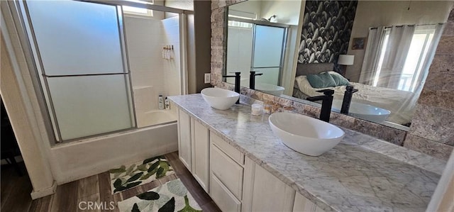 15781 Coral St, Palm Springs, CA 92262 - bathroom with bath / shower combo with glass door and double vanity
