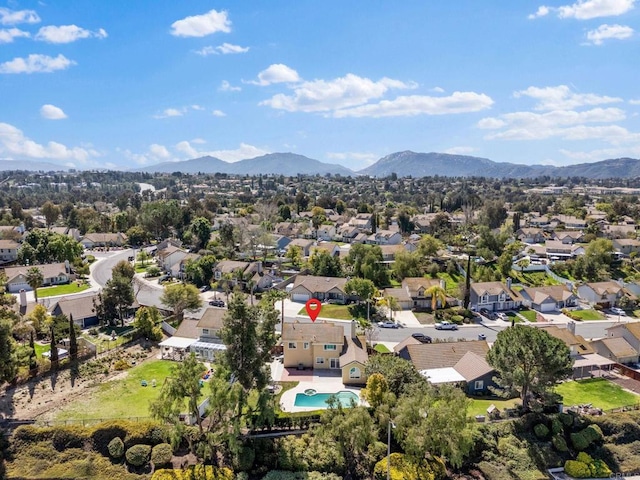 aerial view with a residential view and a mountain view