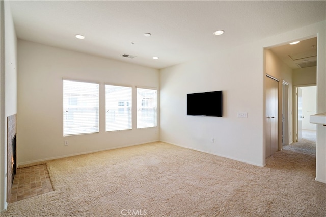36337 Vincenzo Way, Winchester, CA 92596 - unfurnished living room featuring carpet, recessed lighting, and a premium fireplace
