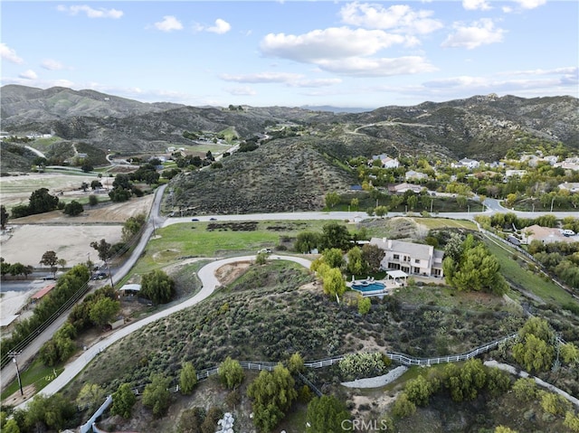 drone / aerial view with a mountain view