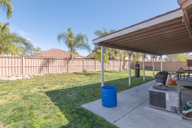 974 Saw Tooth Ln, Hemet, CA 92545 - view of yard featuring a patio, cooling unit, and a fenced backyard