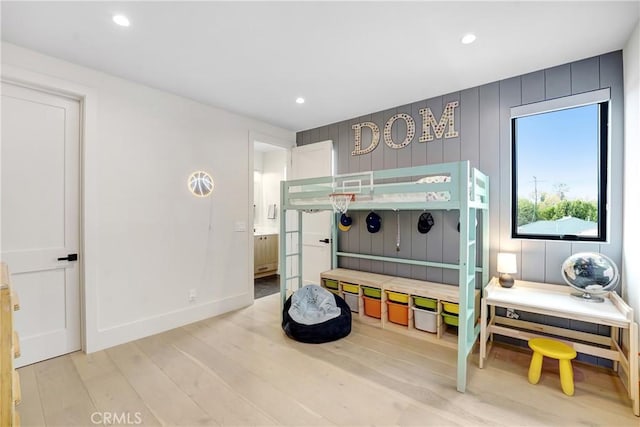 4949 Petit Ave, Encino, CA 91436 - interior space featuring recessed lighting, baseboards, ensuite bath, and wood finished floors