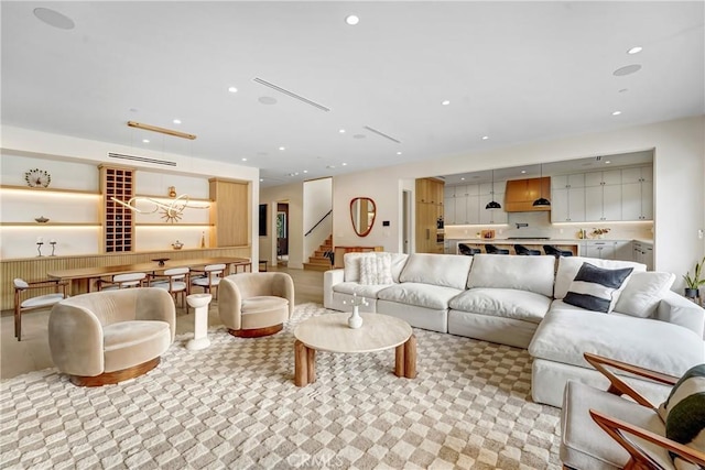 4949 Petit Ave, Encino, CA 91436 - living area with stairs and recessed lighting