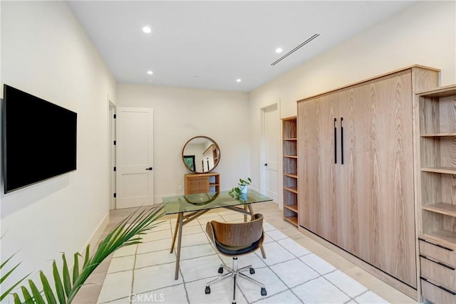 4949 Petit Ave, Encino, CA 91436 - home office featuring recessed lighting, visible vents, and baseboards