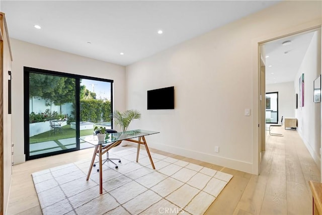 4949 Petit Ave, Encino, CA 91436 - unfurnished office featuring recessed lighting, baseboards, and light wood finished floors
