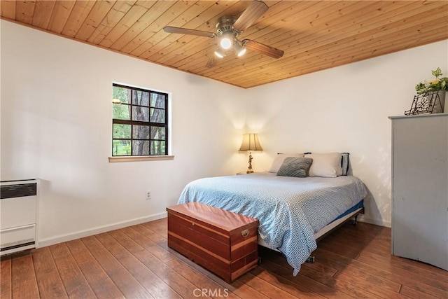 13155 San Antonio Rd, Atascadero, CA 93422 - bedroom with wooden ceiling, wood-type flooring, baseboards, and a ceiling fan