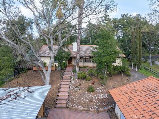 13155 San Antonio Rd, Atascadero, CA 93422 - view of front of property featuring a tile roof, fence, and stucco siding