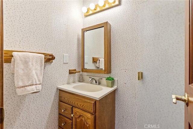 13155 San Antonio Rd, Atascadero, CA 93422 - bathroom with wallpapered walls and vanity