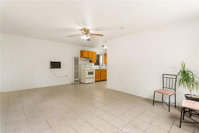 13155 San Antonio Rd, Atascadero, CA 93422 - unfurnished living room with ceiling fan, a sink, and heating unit
