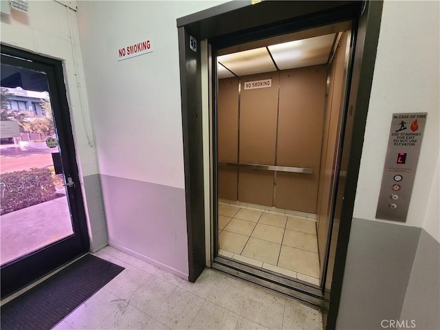 interior space with elevator