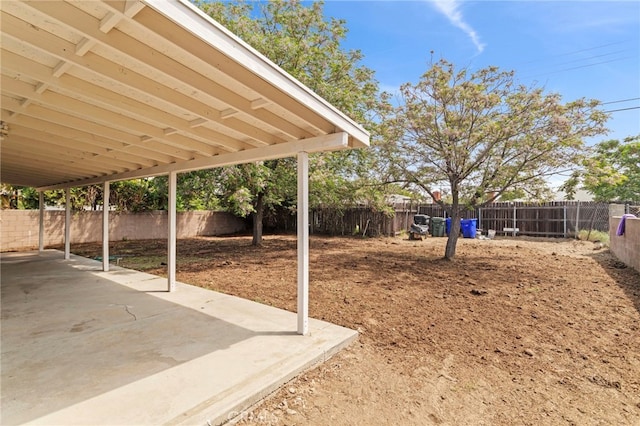 view of patio featuring a fenced backyard