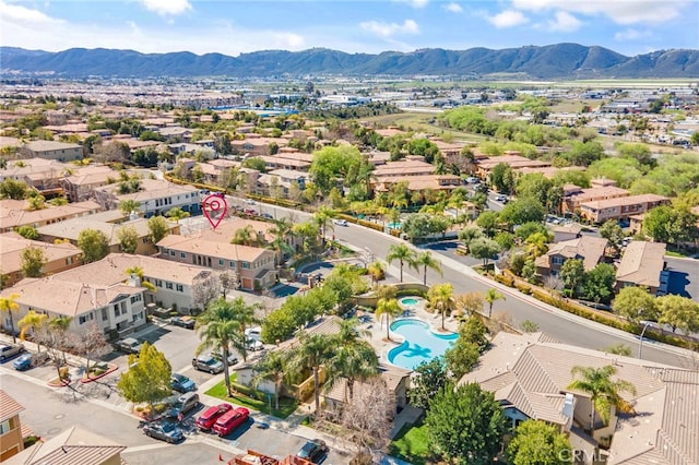 aerial view with a mountain view