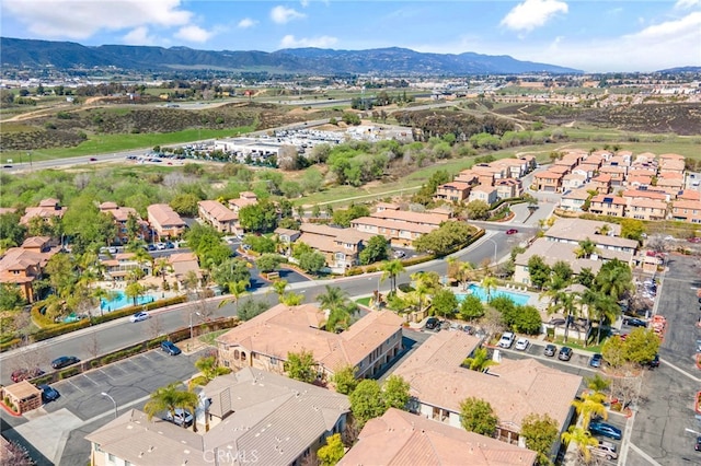 aerial view with a residential view and a mountain view