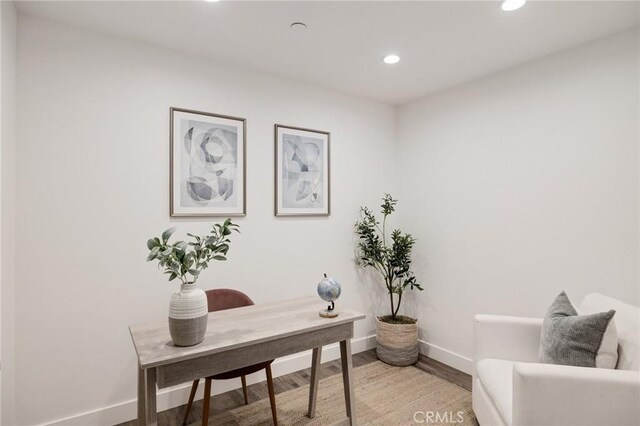 201 S Juanita Ave, Redondo Beach, CA 90277 - home office with light wood-style flooring and recessed lighting