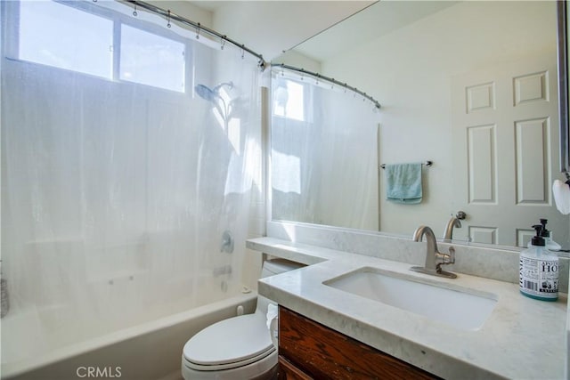 45924 Via Ln, Colorada, Temecula, CA 92592 - full bathroom featuring vanity, shower / bathtub combination with curtain, and toilet