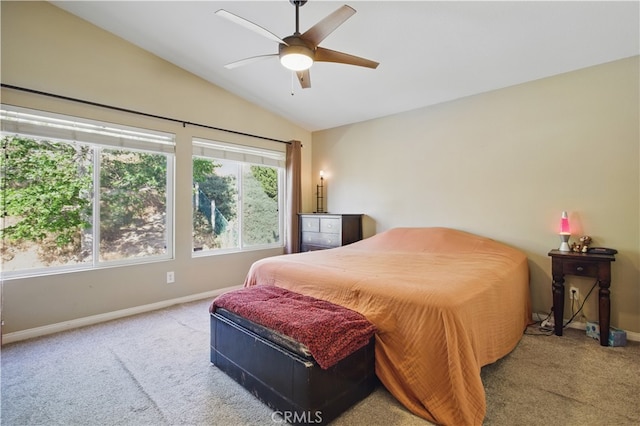45924 Via Ln, Colorada, Temecula, CA 92592 - carpeted bedroom featuring baseboards, lofted ceiling, and a ceiling fan