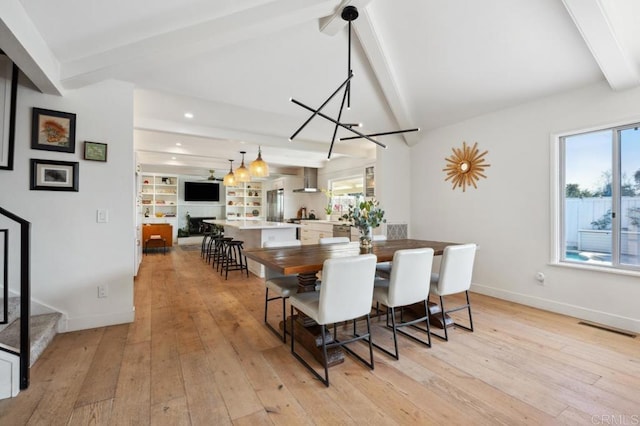 5171 College Gardens Ct, San Diego, CA 92115 - dining space featuring a chandelier, light wood finished floors, recessed lighting, and stairway