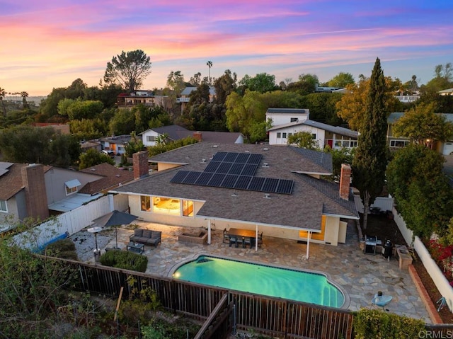 5171 College Gardens Ct, San Diego, CA 92115 - view of pool with a fenced backyard, outdoor dining space, a patio area, and an outdoor hangout area