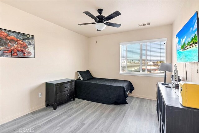 3070 Sand Pine Trl, Hemet, CA 92545 - bedroom with visible vents, baseboards, and light wood-style floors