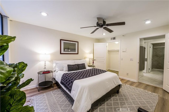 7320 Hawthorn Ave Unit 111, Los Angeles, CA 90046 - bedroom featuring baseboards, wood finished floors, ceiling fan, and recessed lighting