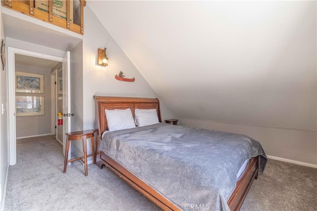 723 Summit Blvd, Big Bear Lake, CA 92315 - carpeted bedroom featuring baseboards and lofted ceiling