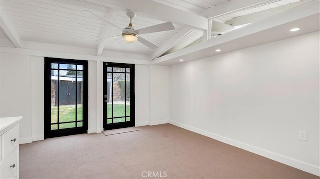 3317 Lees Ave, Long Beach, CA 90808 - unfurnished room featuring light colored carpet, ceiling fan, baseboards, and recessed lighting