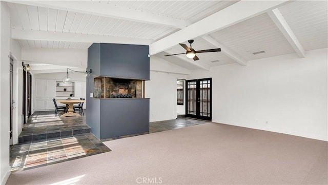 3317 Lees Ave, Long Beach, CA 90808 - unfurnished living room with carpet floors and a ceiling fan