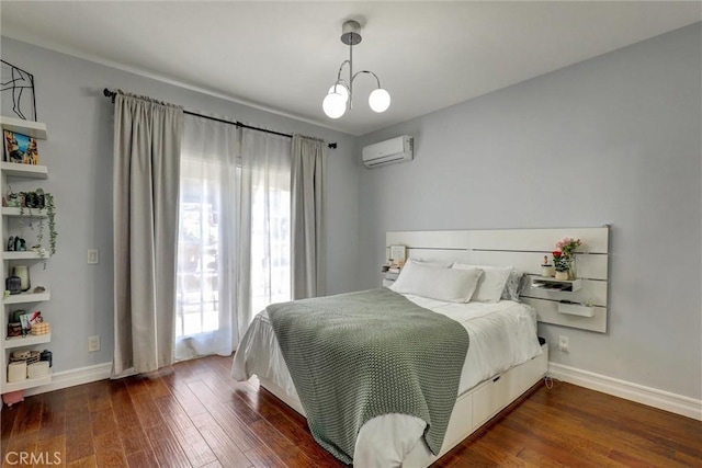 1610 Via Roma Cir, Corona, CA 92881 - bedroom featuring a wall unit AC and dark wood-style floors