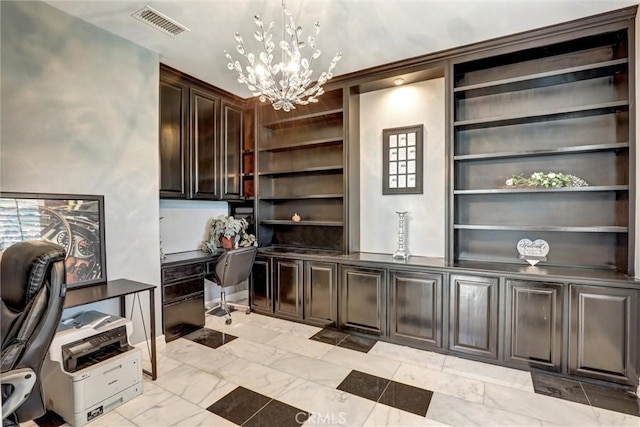 1610 Via Roma Cir, Corona, CA 92881 - office area featuring a chandelier